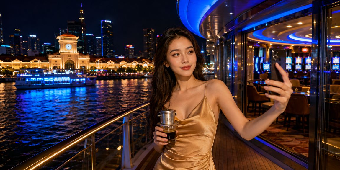 Người dùng Hồ Chí Minh trải nghiệm sxsmn trên điện thoại tại quán cà phê